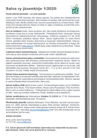 Jäsenkirje 1 2020