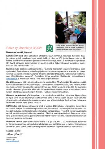 Jäsenkirje 3 2021