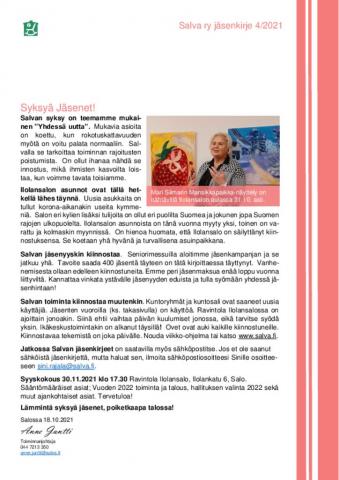 Jäsenkirje 4 2021