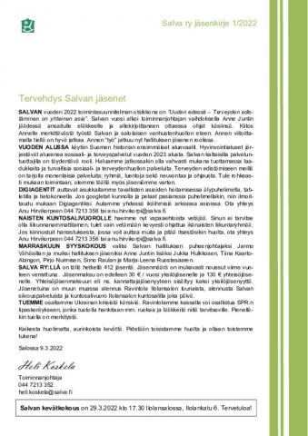 Jäsenkirje 1 2022
