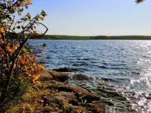 Syksyinen maisema järvelle